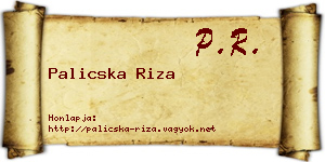 Palicska Riza névjegykártya